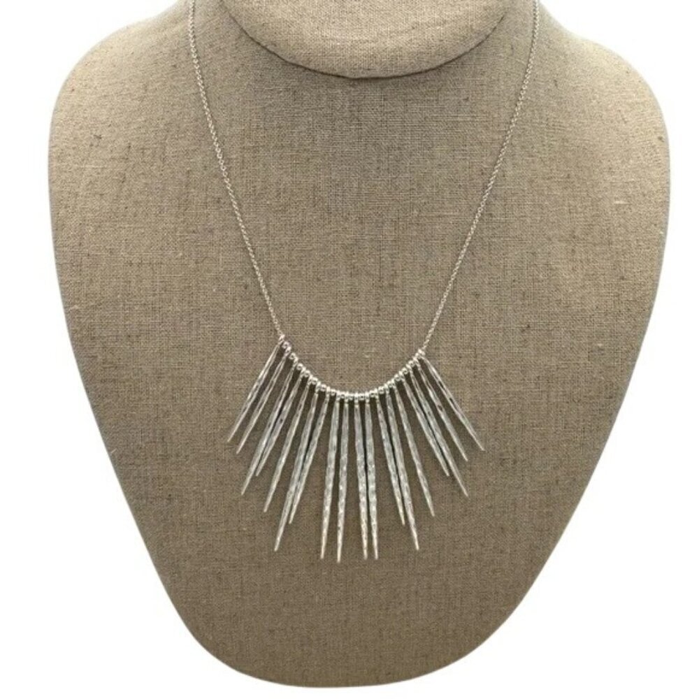 Stella & Dot Kari Fringe Necklace Silver Tone NWT - Picture 8 of 10